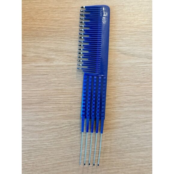 VTG M Mebco Flipside Pink Blue Plastic Hair Comb Pic Pick Dip Tip Detangling - Picture 1 of 4